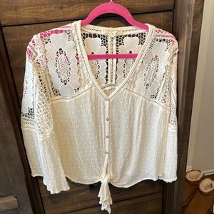 Lovestitch boho white lace top blouse